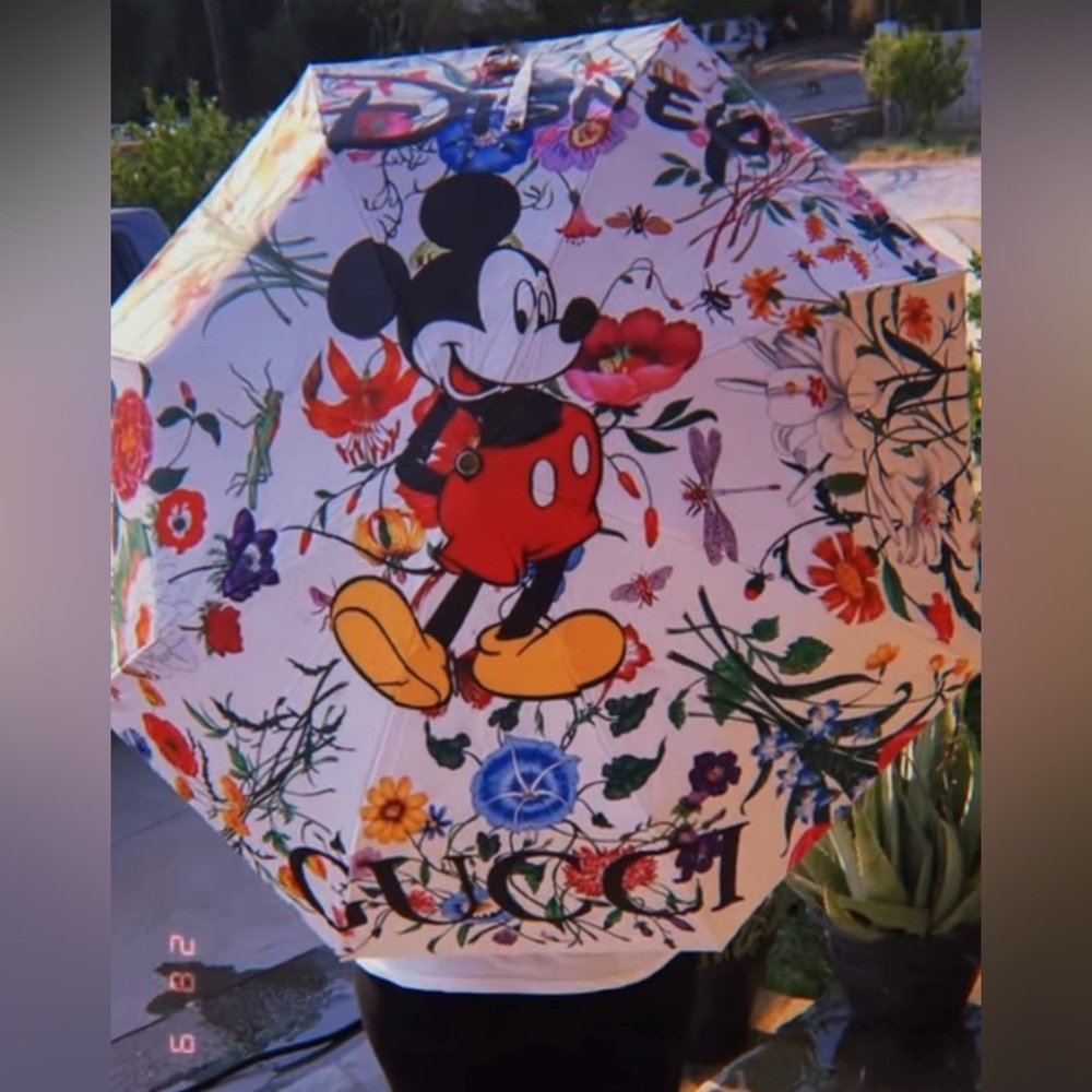 Gucci Multicolor Mickey Mouse Floral Umbrella